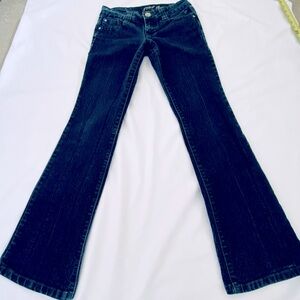 Grane Juniors dark blue denim jeans .  Size 0 short.  Low rise boot cut.